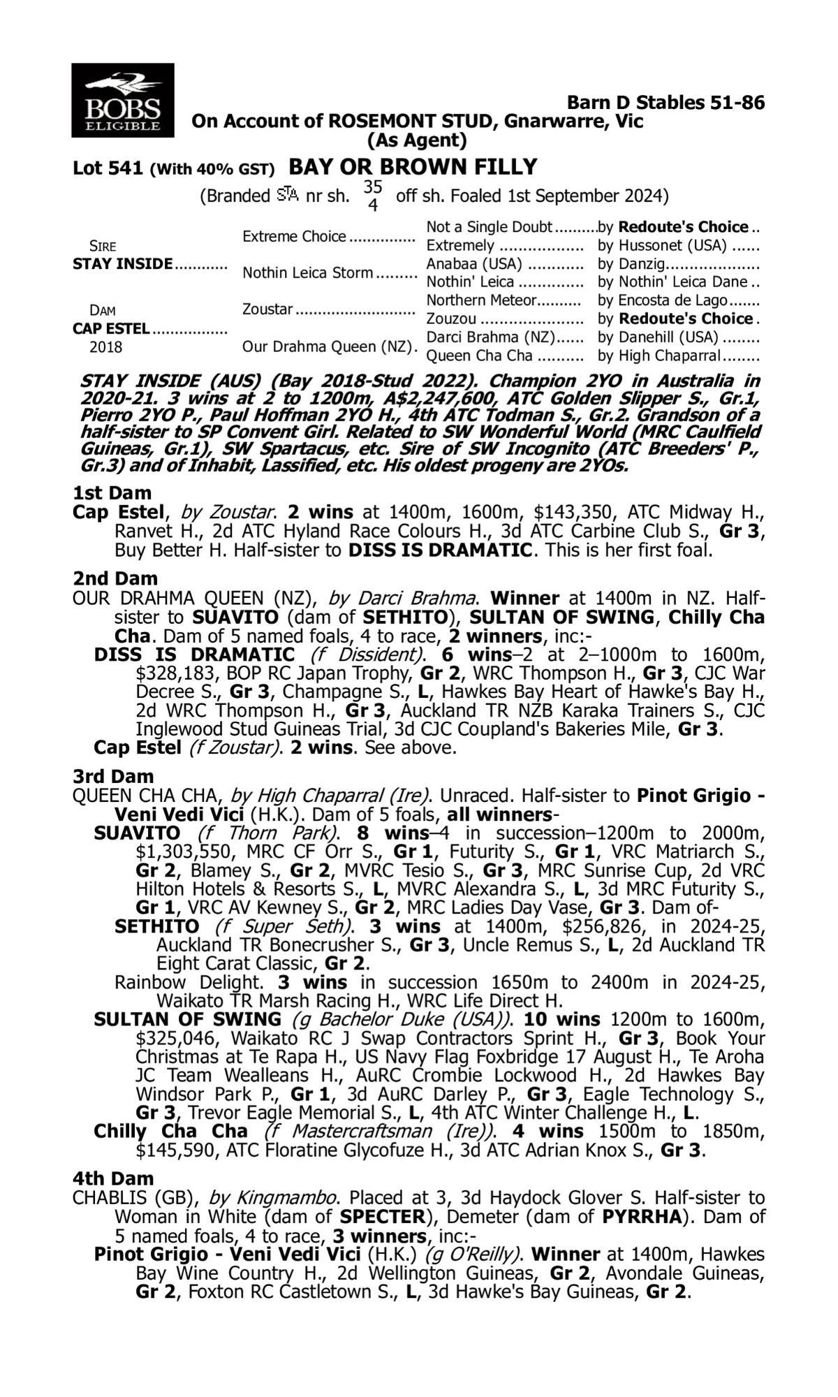 Stay Inside x Cap Estel Filly